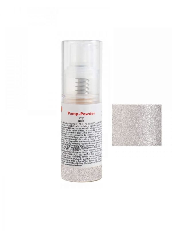 glitter dust argento silver edibile pump powder