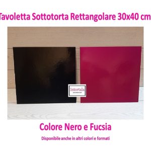 tavoletta sottotorta rettangolare nero e fucsia