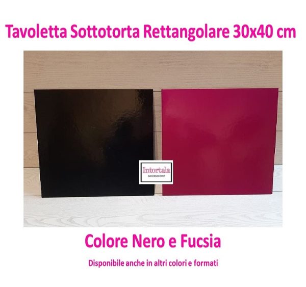 tavoletta sottotorta rettangolare nero e fucsia